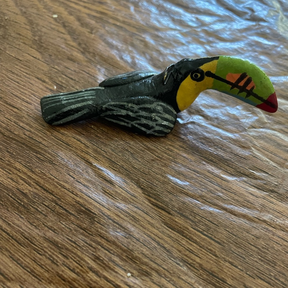 Hand Carved & Hand Painted Wooden Toucan Bird Ornament made in Belize